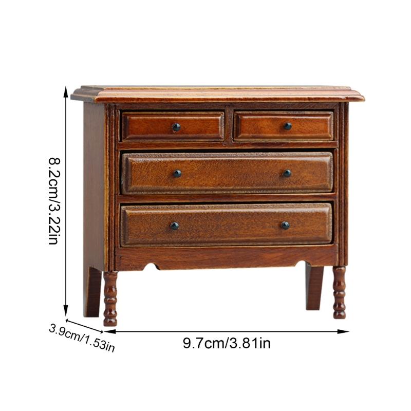 Genuine Wooden Drawer Chest Miniature Furniture For Model house Locations Highlighting Historical Handle Accents