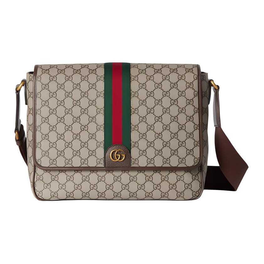 GUCCI Ophidia Canvas With Leather Shoulder Bag, Crossbody Bag Large Men's Beige & Ebony 792119-FACJQ-9741