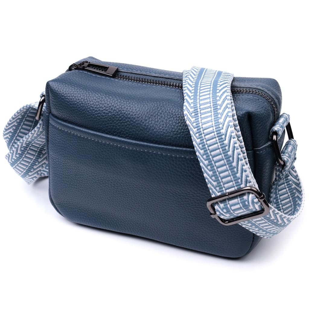 Trendy Bag with One Compartment for Stylish Women Made of Genuine Leather Vintage 22605 Blue