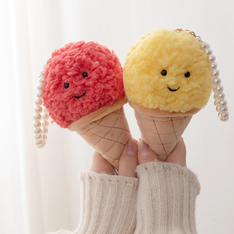 Candy-colored Ice Cream Cone Ice Cream Bag Key Pendant Super Soft Dolls Cartoon Plush Toys Comfortable Fabric Birthday Gifts