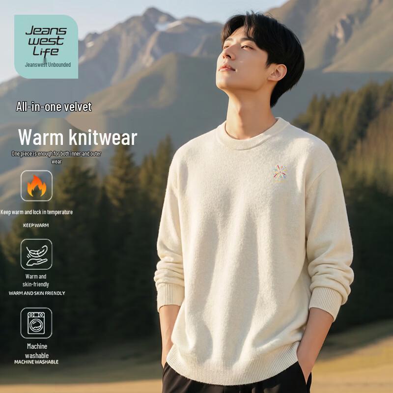 Jeanswest Life Fleece-Lined Winter Crewneck Knit Sweater