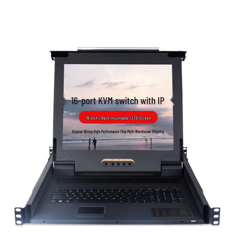 19-дюймовый IP KVM-переключатель с 16 портами и ЖК-консолью для установки в стойку