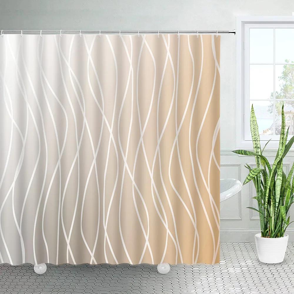 

Creative Ombre Shower Curtains White Line Geometric Bath Curtain Blue Purple Modern Minimalist Fabric Print Bathroom Decor Sets W60H190(CM)-1 Pcs