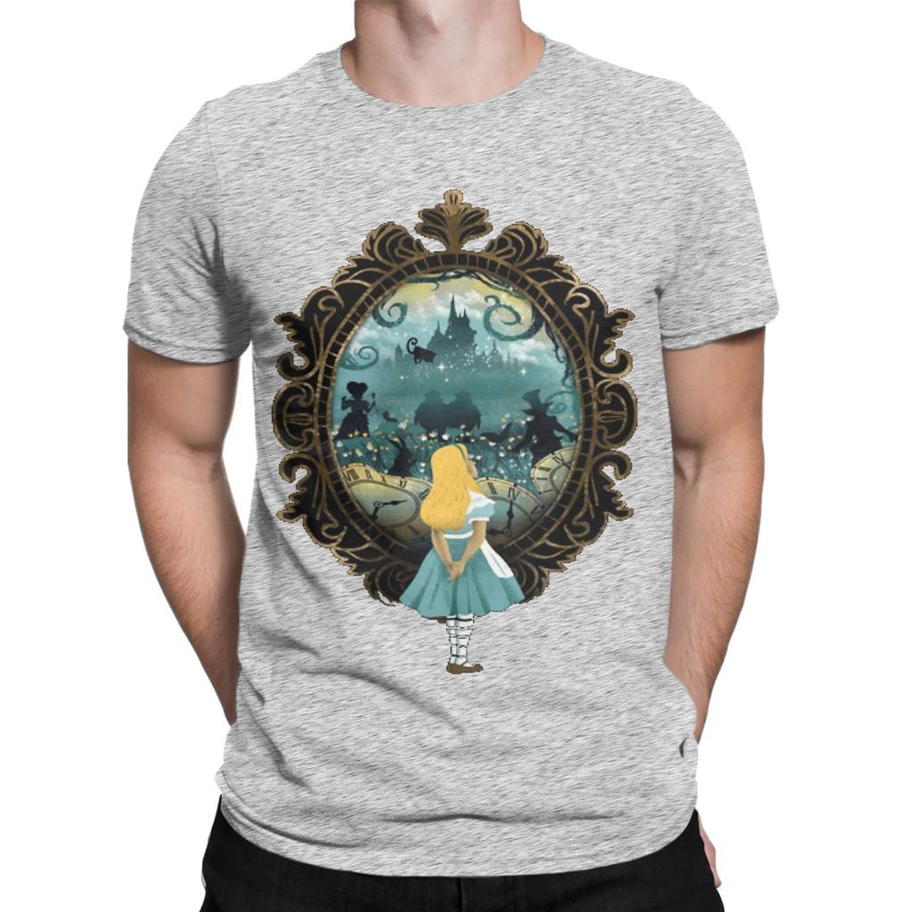 Alice In Wonderland Men T Shirts Casual Tee Shirt Short Sleeve Round Collar T-Shirt Pure Cotton Plus Size Clothing