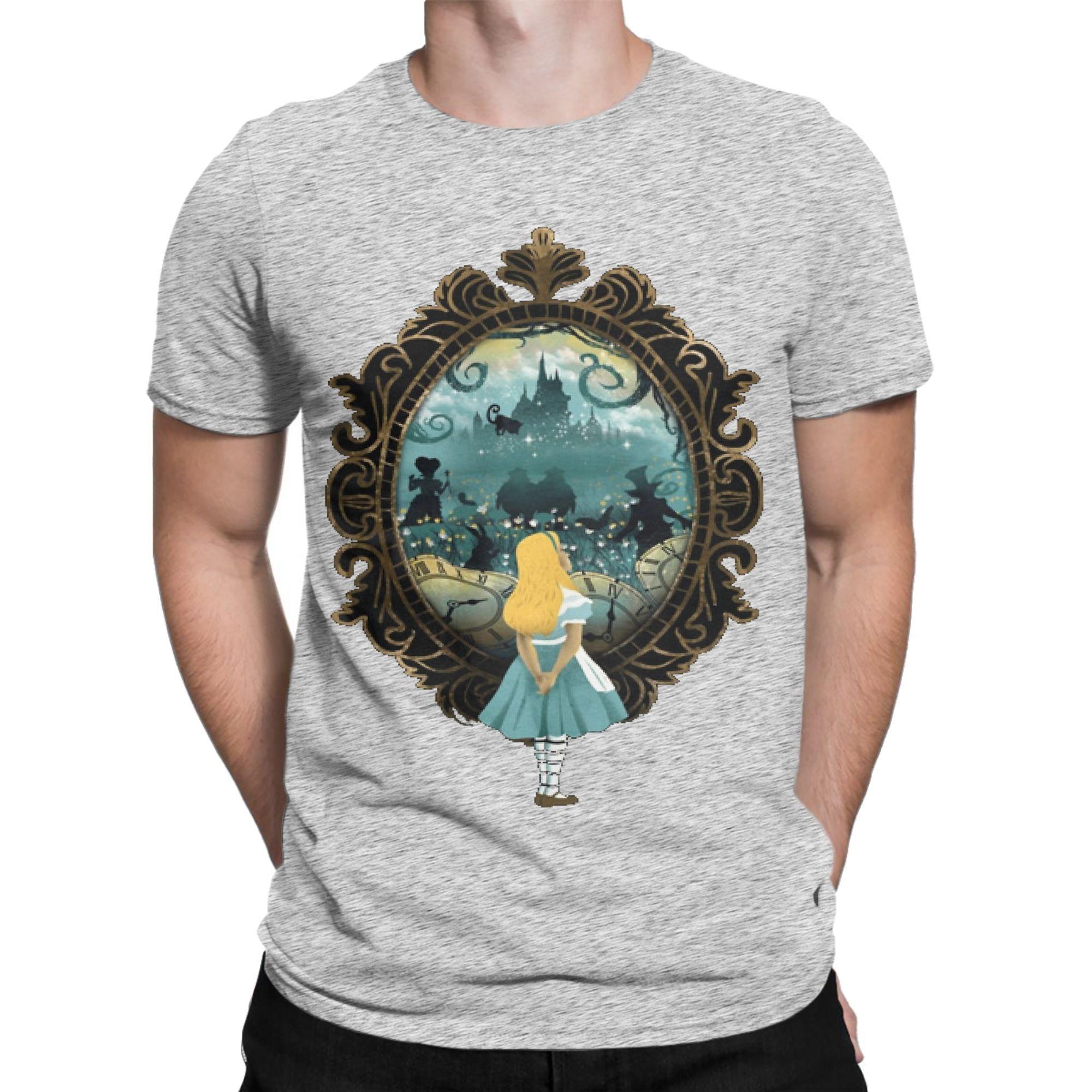 XIXI Fashion Alice in Wonderland Heren T-shirts Casual T-shirt Korte Mouw Ronde Hals T-shirt Puur Katoen Plus Size Kleding XL