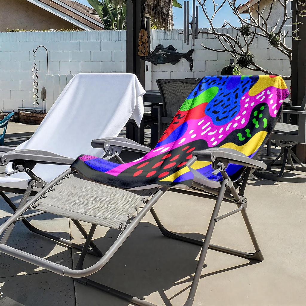 1pc Colorful Abstract Patterns - Vibrant Modern Design 2D Printed Microfiber Beach Towel, quick dry super absorbent. Great for