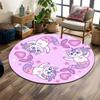 Unicorn Cat Mermaids On Pink Background Print Round Rug, Living Room, Bedroom, Playroom Carpet, Non Slip Floor Mat, Gift