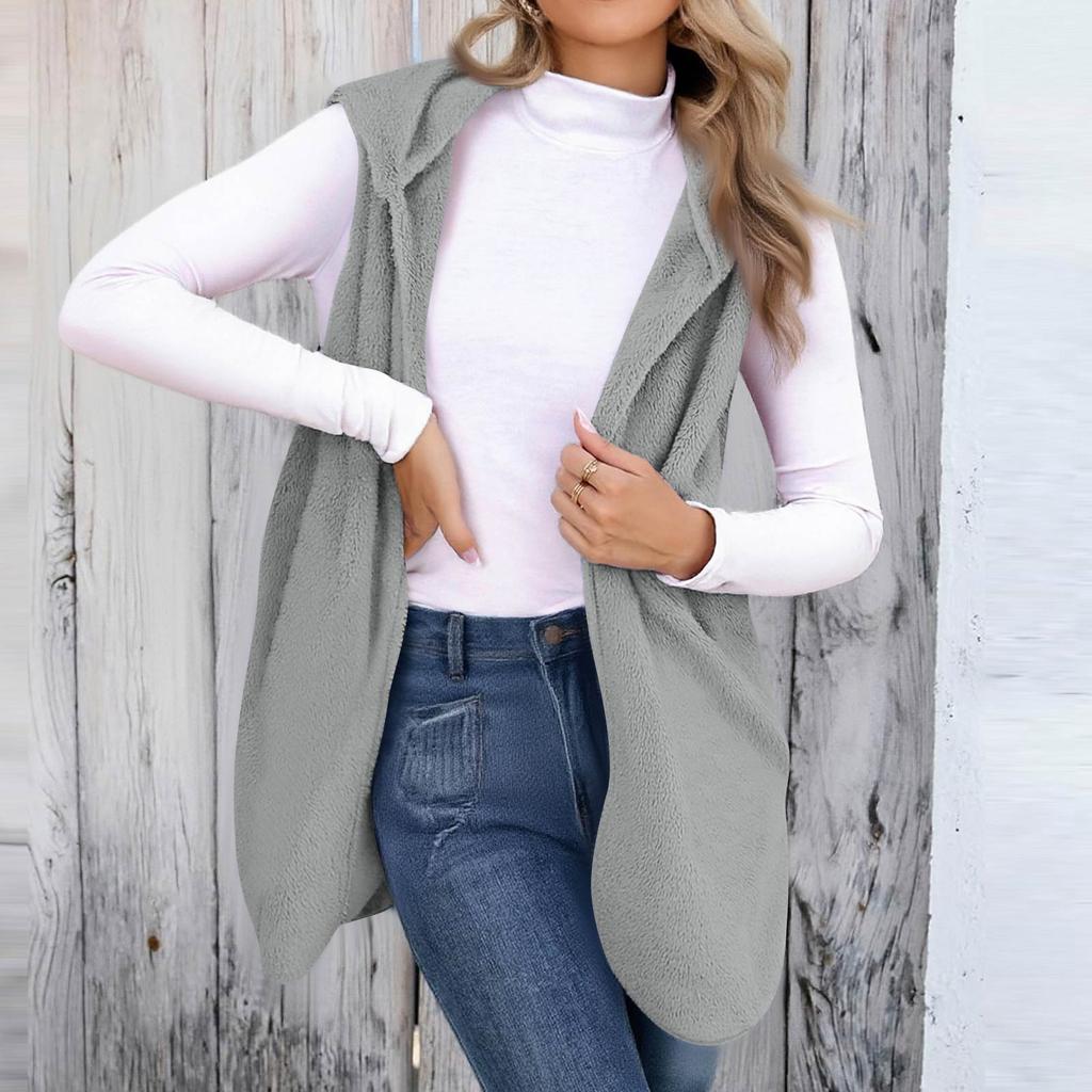 Women's  Hoodies Oversized Fleece Long Pullover Hooded Sweatshirts Casual Sleeveless Hoodie Jacket