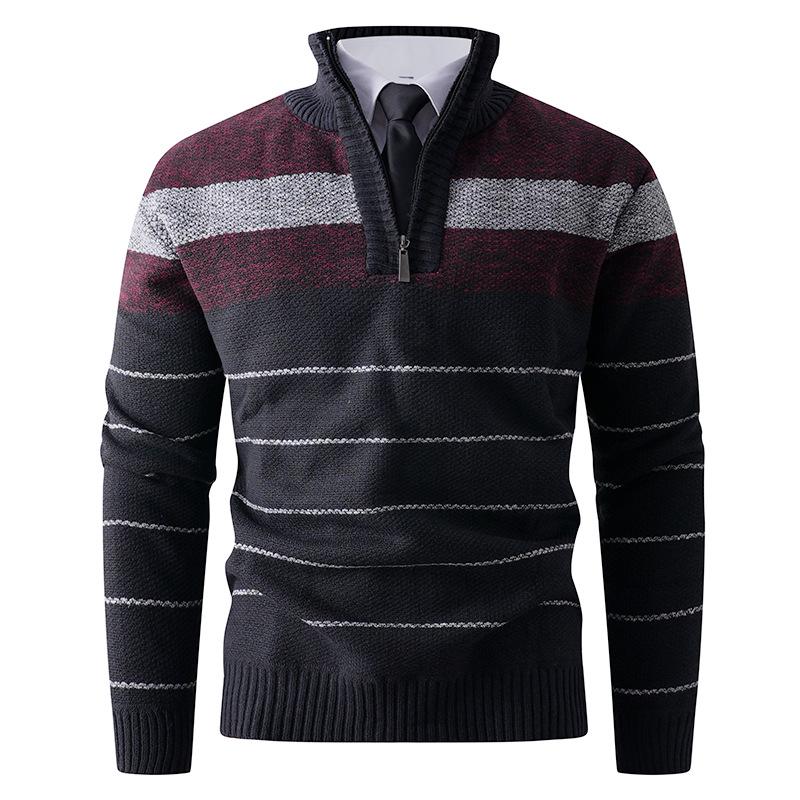 Autumn/Winter Men's Trendy Knit Half-Zip Sweater - European and American Style