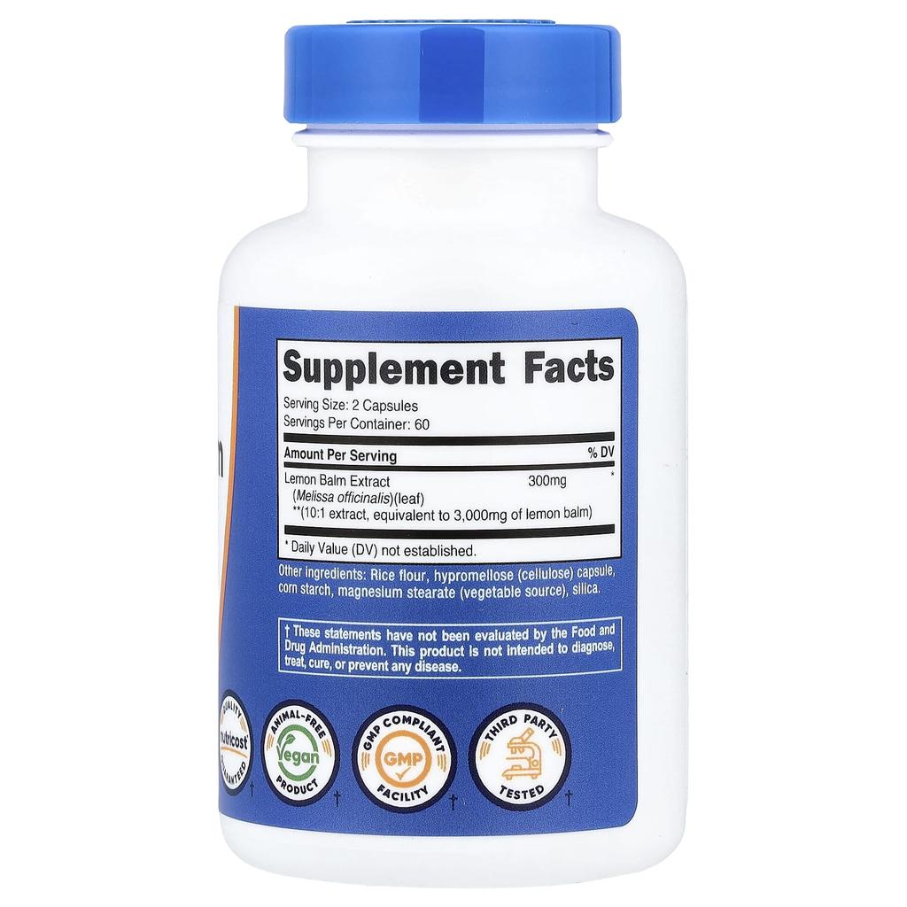 Nutricost Lemon Balm, 120 Capsules (150mg Per Capsule)