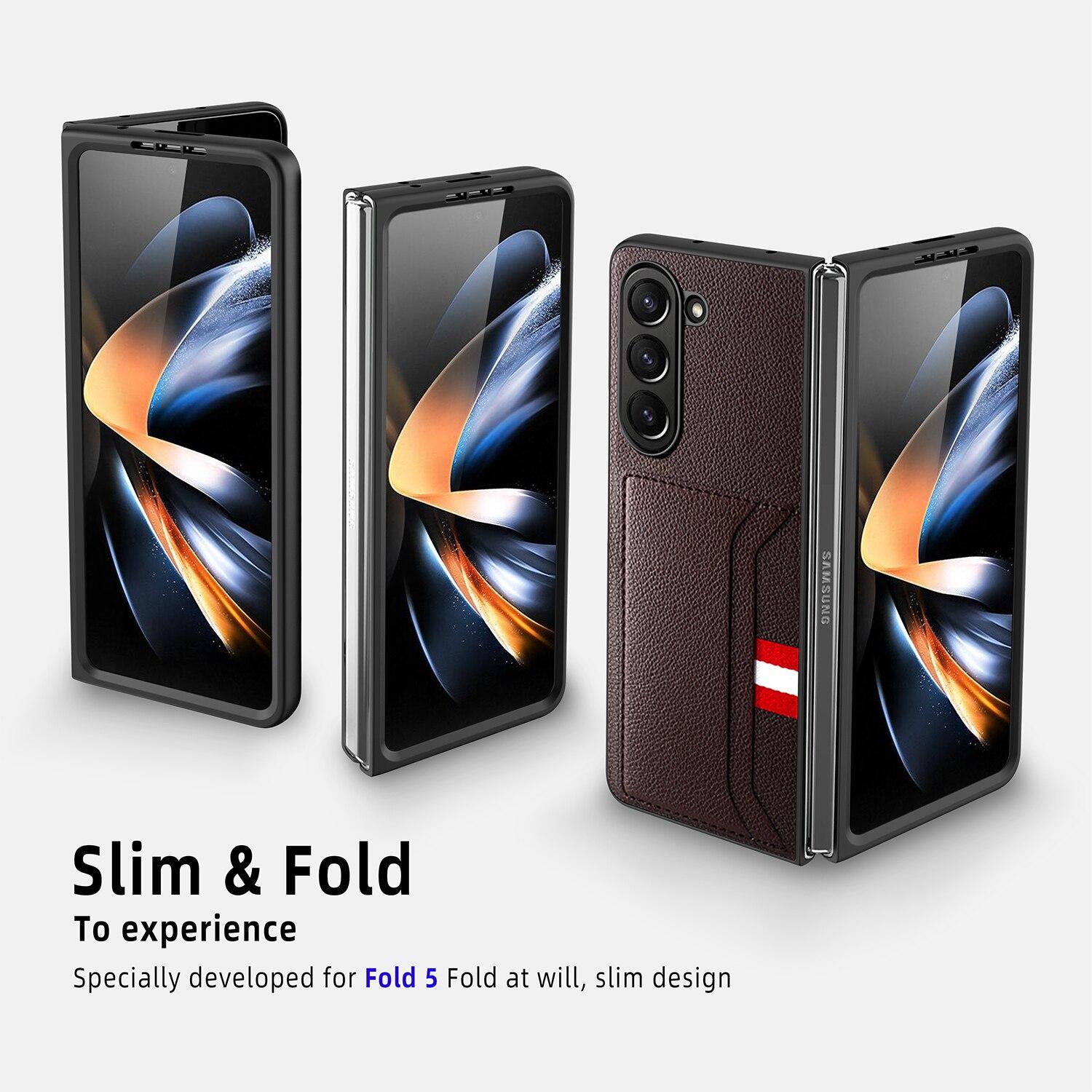 

Чехол со слотом для карт для Samsung Galaxy Z Fold 5 5G Fold4 Fold5 Fold 3 4 2 Fold3 Fold2 Zfold5 Деловой кожаный чехол Защитные чехлы for Samsung Z Fold 4 чёрный