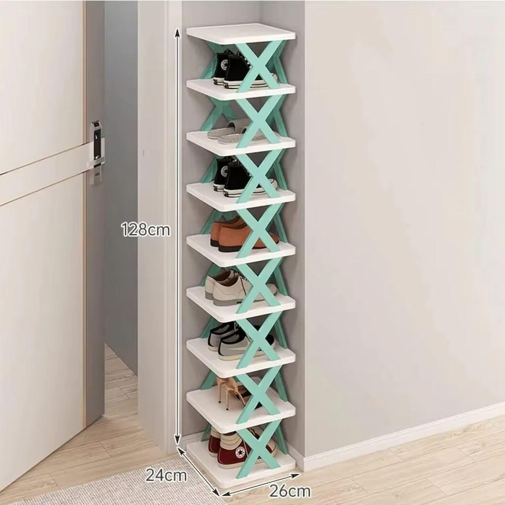 Free Standing Shoe Rack 9 Tier Narrow Entryway Vertical Space Saving Shoe Shelf Storage Organizer Cabinet For Bedroom Entrance