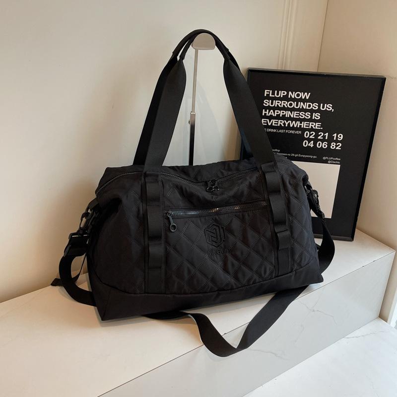 Rhombus Fitness Bag Portable Yoga Bag Women's Dry and Wet Separation Waterproof Large Capacity Luggage Bag Short-haul Travel Bag