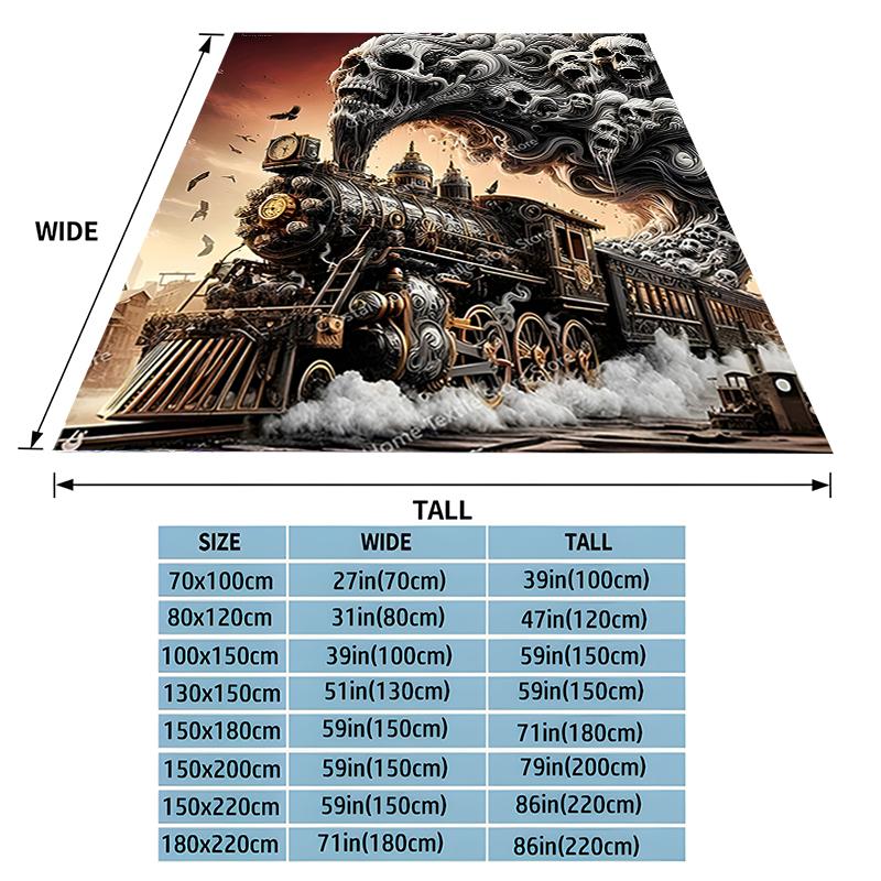 Skull Train Pattern Soft Flannel Blanket,Keep Warm Throw Blanket Comfortable Blanket for Picnic Beds Sofa Home Bedroom Kids Gift