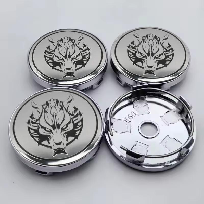 4Pcs/Set 56+60mm Universal Wolf Emblem Car Wheel Center Hub Cap Stickers Auto Rim Cover Exterior Accessories