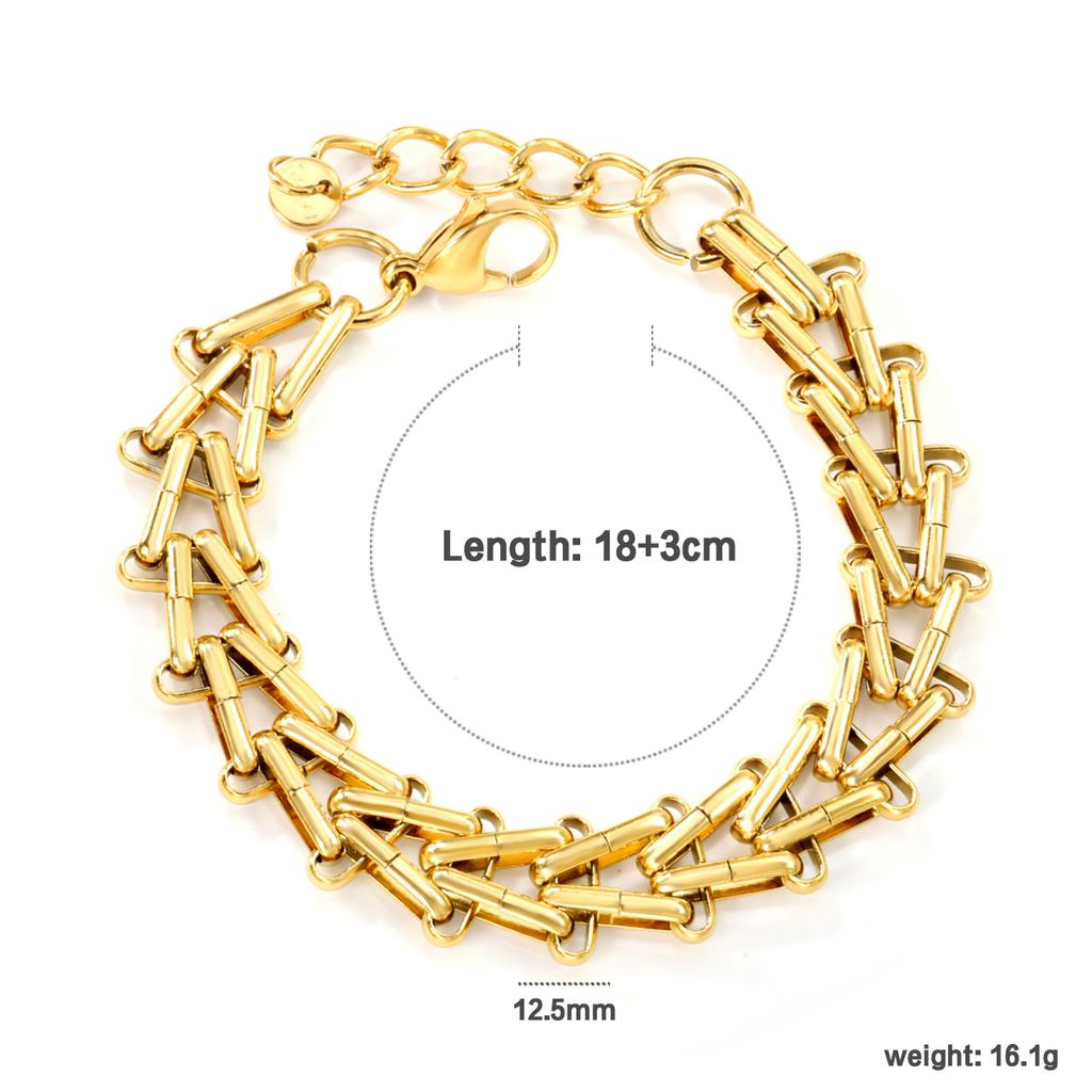 Trendy Hip-hop New Goth Unisex Fashion Bracelet Unique and Creative Irregular Stainless Steel Gold-plated Design Punk Style Gift