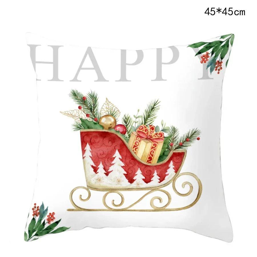 Federa per Cuscino di Natale Cartone Animato Babbo Natale Pan di Zenzero Auto Copricuscino Ghirlanda di Natale Casa