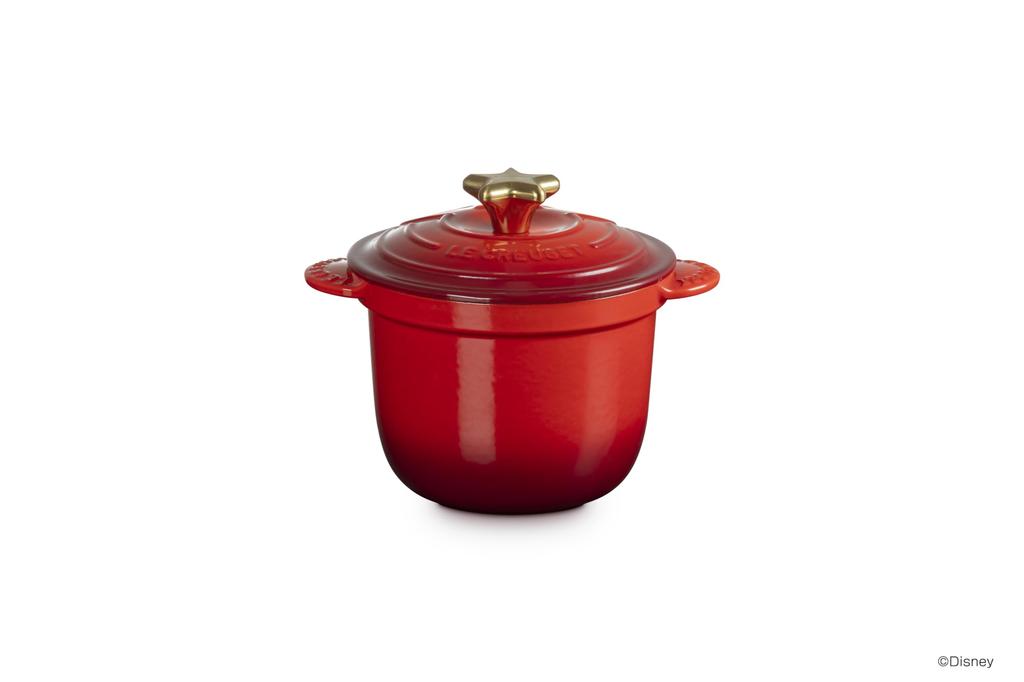 LE CREUSET Mickey Every Enamel Cast Iron Cherry Red Oven and Dishwasher Safe Japanese Mouse/Cocotte 18" Pot, (Start Knob), [Official Product]