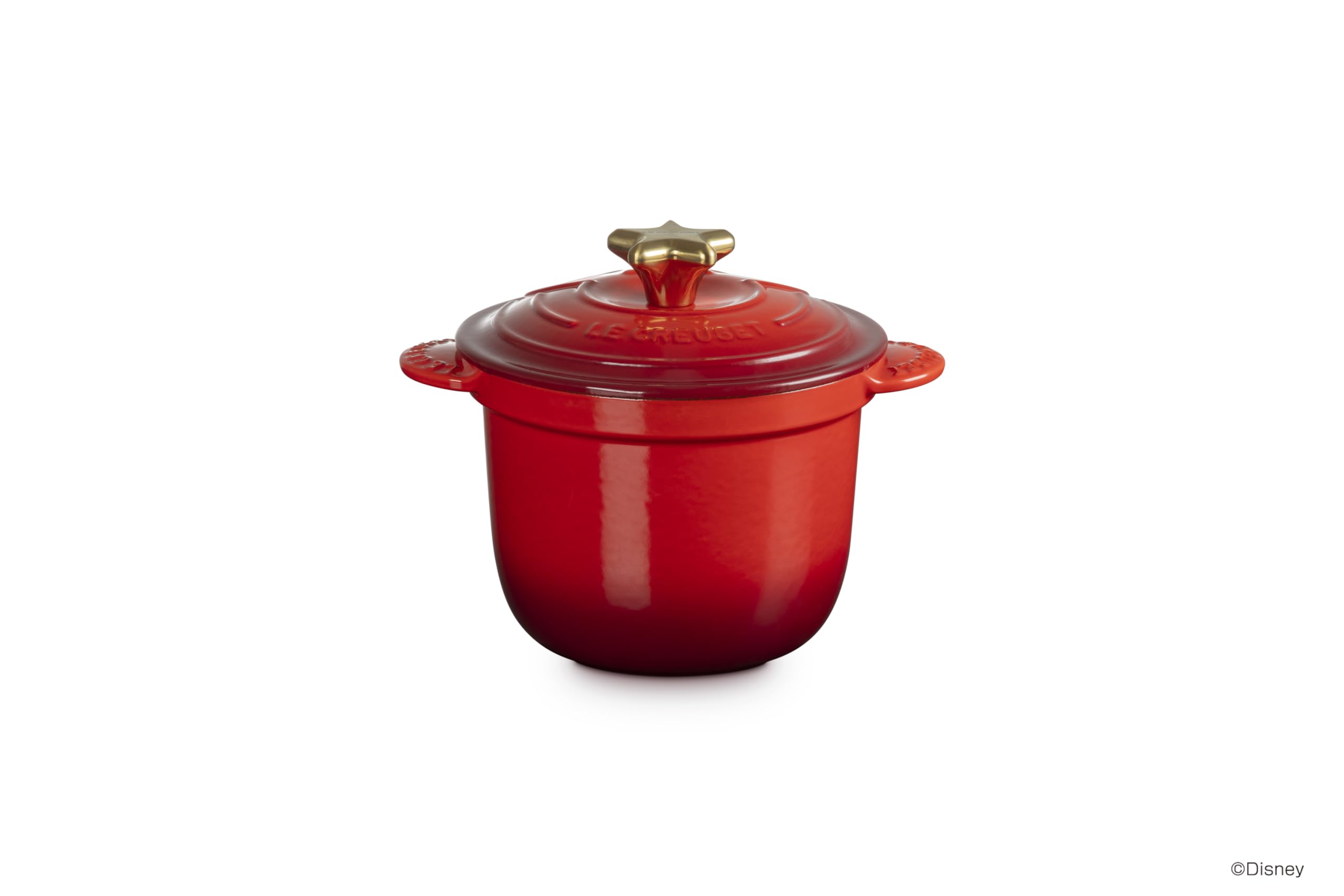 

Le Creuset Mickey Every Enamel Cast Iron Cherry Red Oven and Dishwasher Safe Japanese Mouse/Cocotte 18 Pot, (Start Knob), [Official Product]