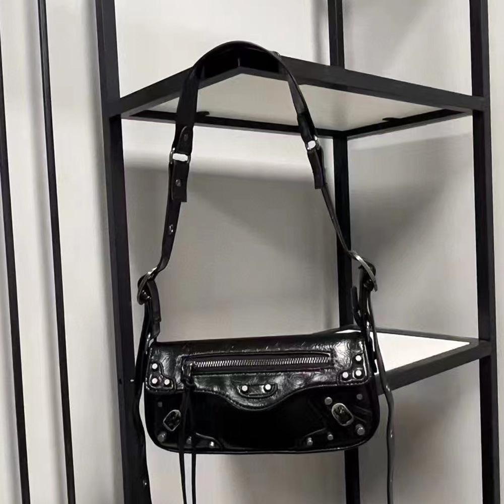 Retro Sweet Cool Women's Motorcycle-Style Baguette Shoulder Bag