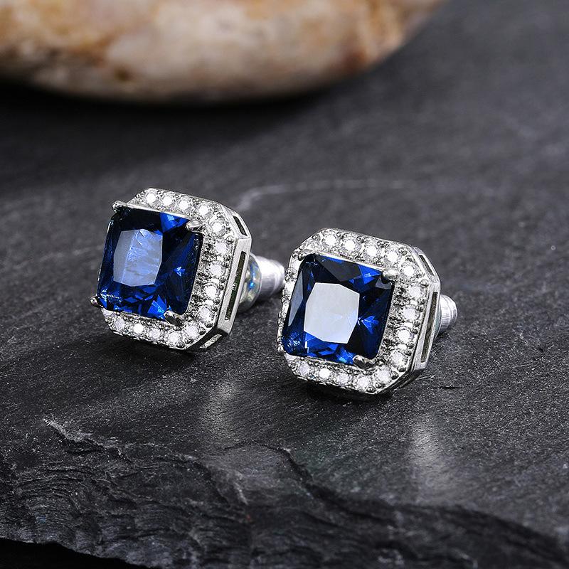 Earrings: Unique Design with Zircon Inlay, Square-shaped Women's Stud Earrings, Versatile and Elegant Accessory