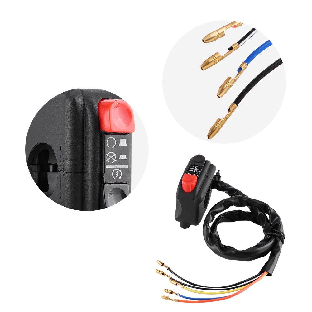 Keenso Handlebar Control Switch, Handlebar Mount Switch, Bike Electrical Switch, 22mm 7/8 Waterproof with Ignition Control, ON/OFF Control Switch