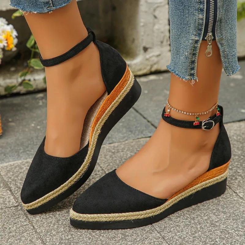 Fashion Women's Shoes Closed Toe Women's Sandals 2025 Hot Sale New Round Toe Casual Sandals Women High Quality Solid Wedge Single Shoes
