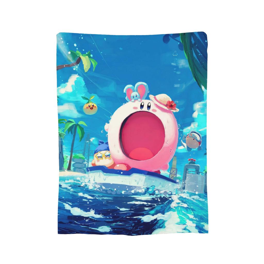 Cartoon K-Kirbys Blankets Coral Fleece Plush Print  Breathable Warm Throw Blankets for Bed Office Bedspreads