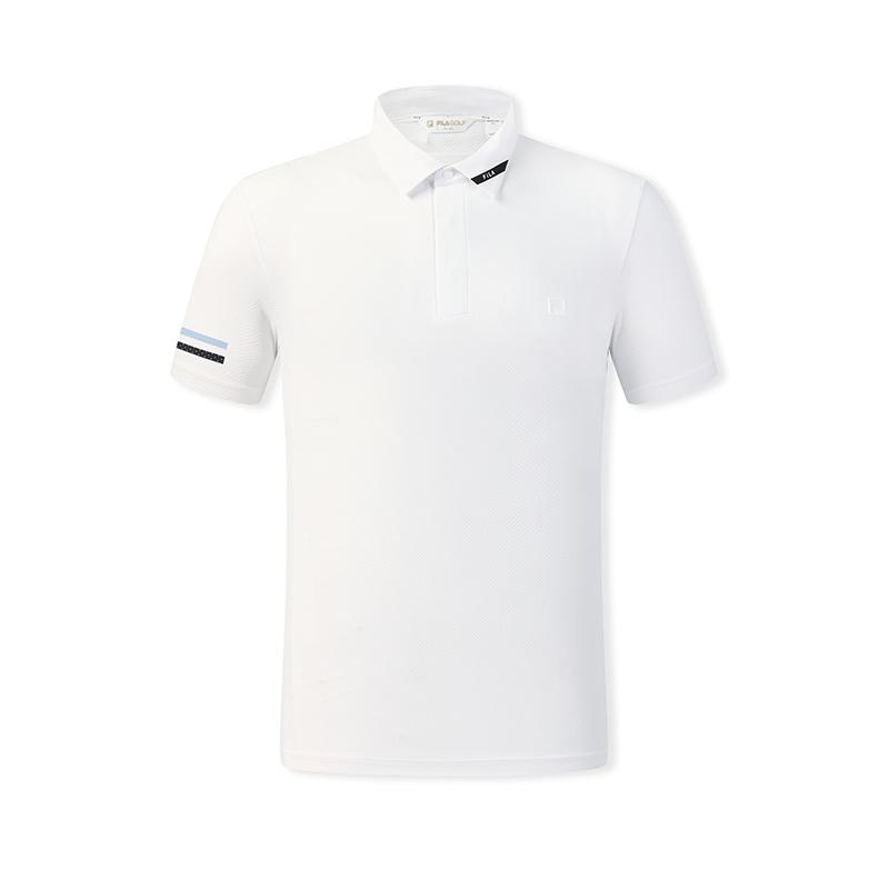 Fila Golf Series Fashion Simple Basic Sports Training Golf Versatile Comfortable Knitted Short Sleeve Polo Shirt Men Tops Jade-White A11M625102FWT