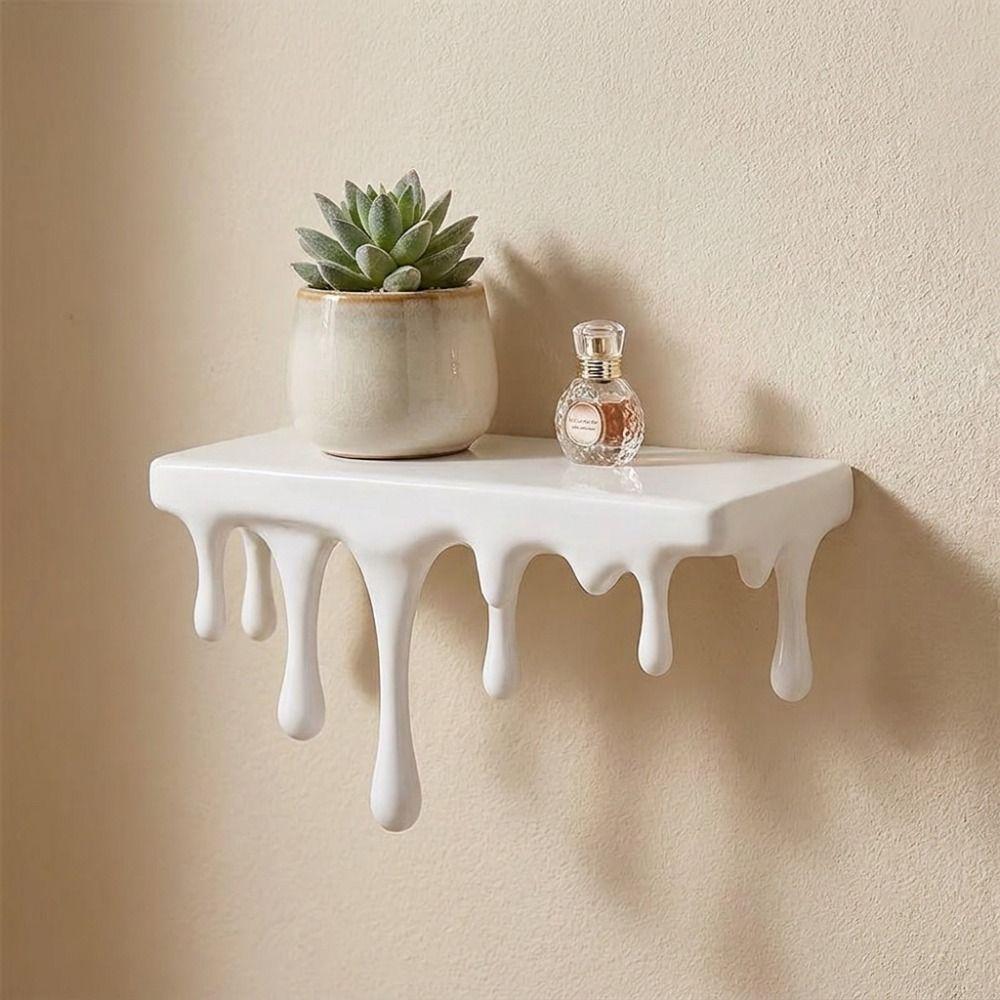 3D Printed Drip Floating Shelf Stable Irregular Wall-Mounted Display Stand Plastic Artistic Melting Wall Shelf Bedroom