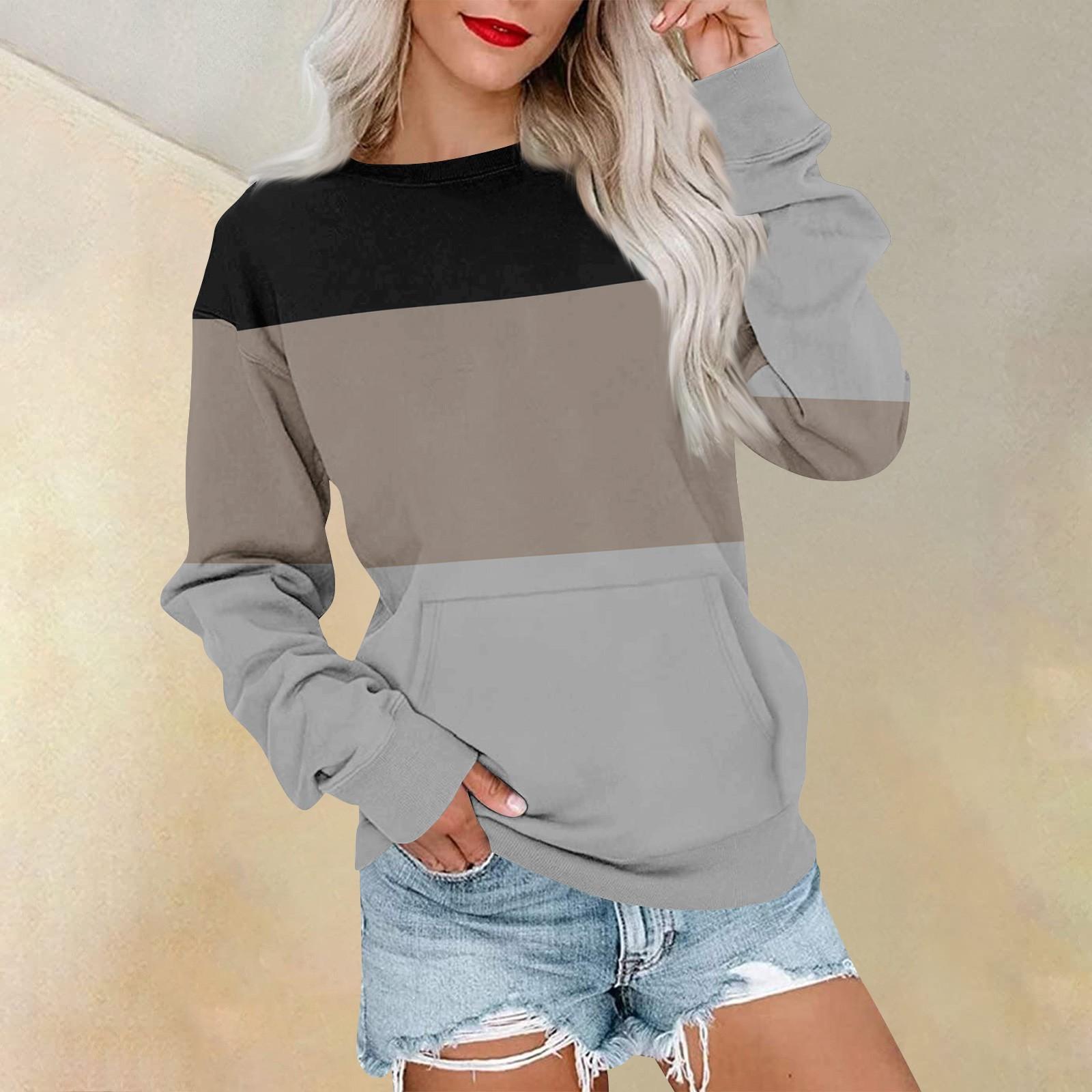 Женская модная повседневная блузка с длинным рукавом и круглым вырезом — фото 7