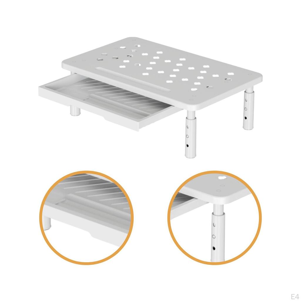 Ständer für Schreibtisch, Leichter Erhöher mit Aufbewahrungsschublade, 3-stufig höhenverstellbar, Büro, Zuhause