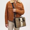 Coach Graham 39 Striped Logo Classic Canvas Leather Handbag Men Handbags Khaki White CQ036-QBE7V