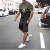 Tuta Lusso Estiva Popolare Dorata Uomo Set 2 Pezzi Maglietta Maniche Corte Pantaloncini Abbigliamento Sportivo Vacanza Abbigliamento Versatile