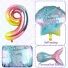 Meerjungfrauen-Mottoparty-Dekorationen Helium-Folienballons Schwanzdesigns Regenbogen-Zahlen Muschel-Akzente für Kindergeburtstag Babyparty