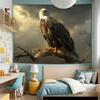 2D Bald Eagle on Branch Tapestry, Powerful Bird Wall Art for Home Decor