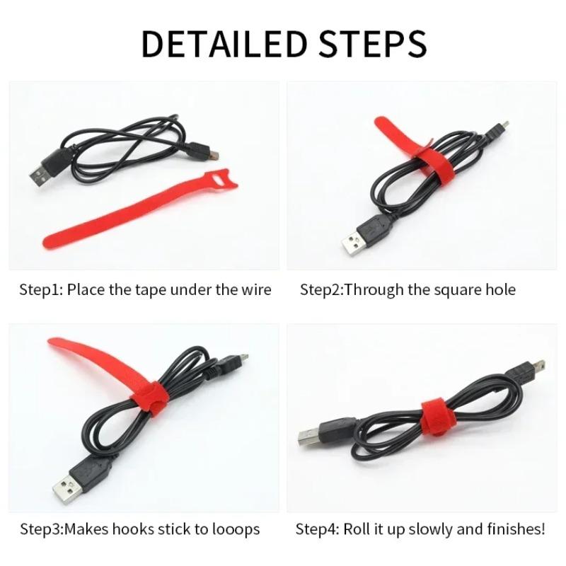 Reusable Cable Ties 15cm Nylon Hook Loop Straps Wire Organizer Fastening Wraps for Cable Management Storage