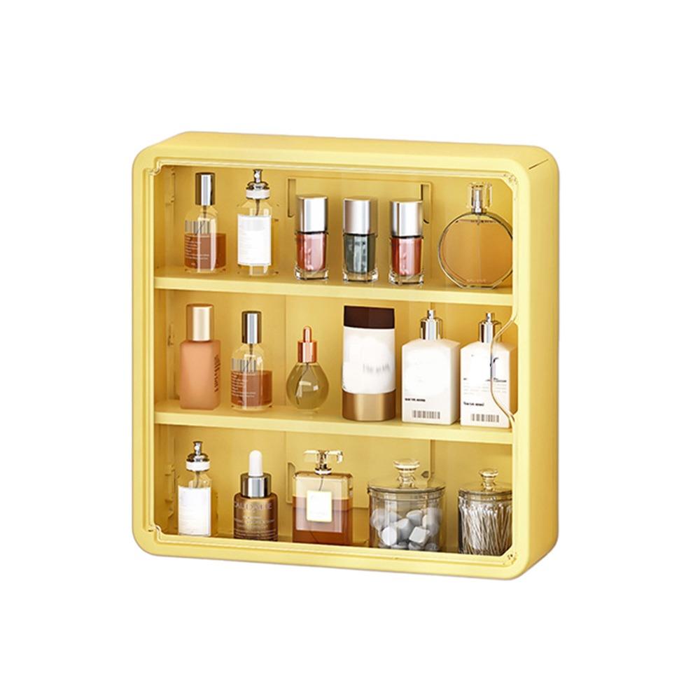 

Настенные витрины для косметики Водонепроницаемый ящик для хранения косметики Контейнер для ухода за кожей Ванная комната Yellow-S