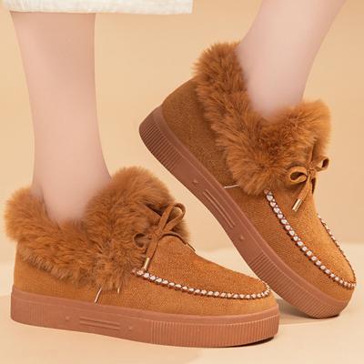 Shoes Women's Cotton Shoes Women's Boots TEU Large Size Boots Women's Fleece Thickened Snow Boots Cold-proof and Warm Cotton Boots