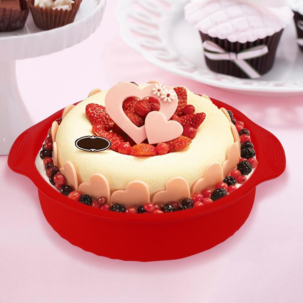 11.42inch Round Shape 3D Silicone Baking Cake Mold DIY Baking Cake Pan Tray(Red)