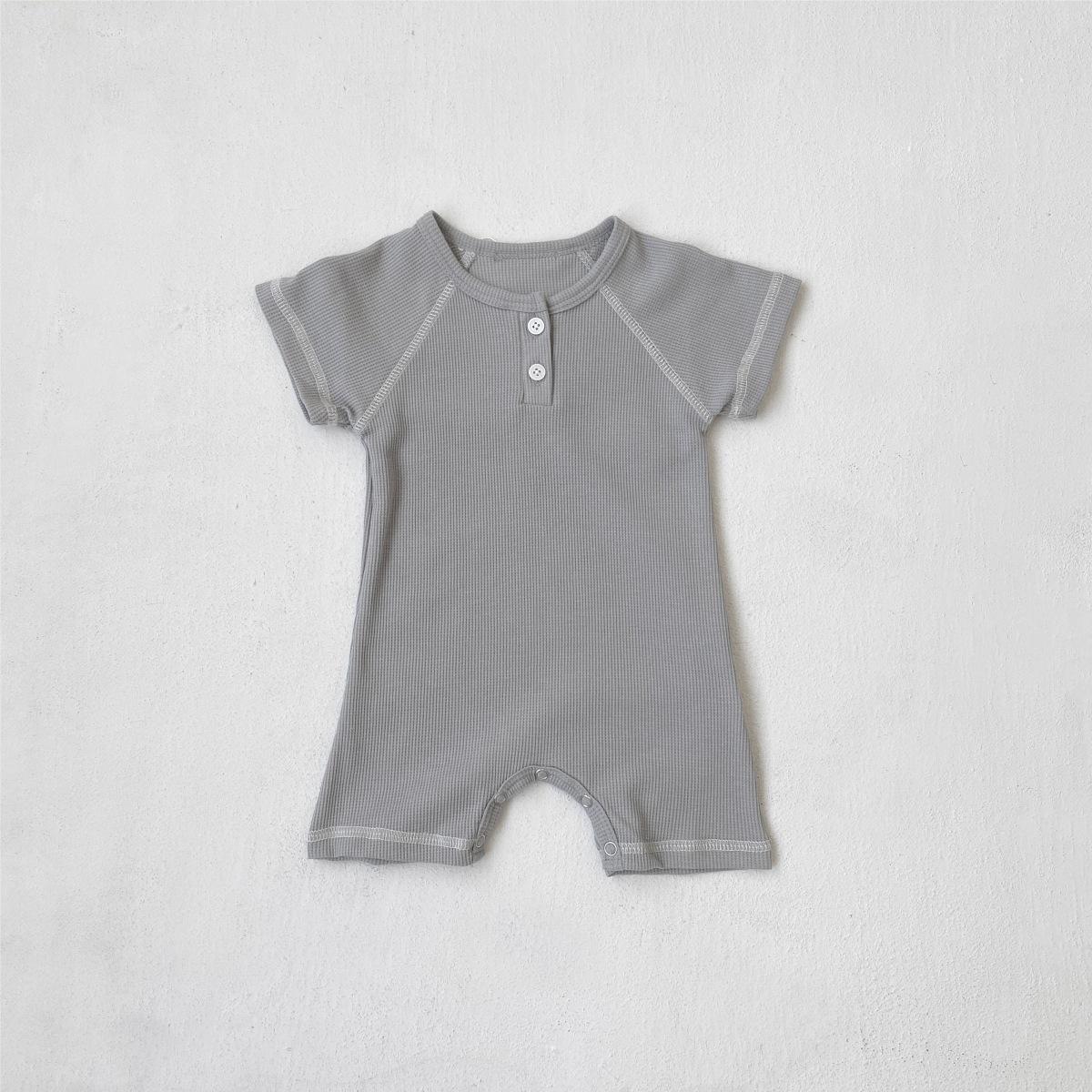 

Unisex Baby Bodysuit - A-class Waffle, Contrasting Colors, Short Sleeve, Snap Crotch, Summer Style Romper 73cm