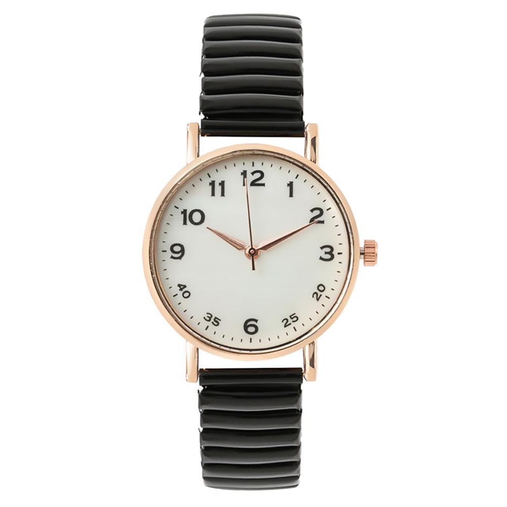 Simple Digital White Face Ladies Quartz Watch Casual Stainless Steel Stretch Strap Fashion Women Dress Clock Watches