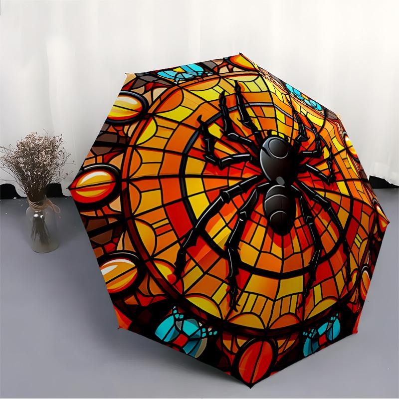 1pc Spider Web Automatic Folding Umbrella   Compact 8 Rib Design, Durable Iron Frame for Travel, Outdoor,  A0920113