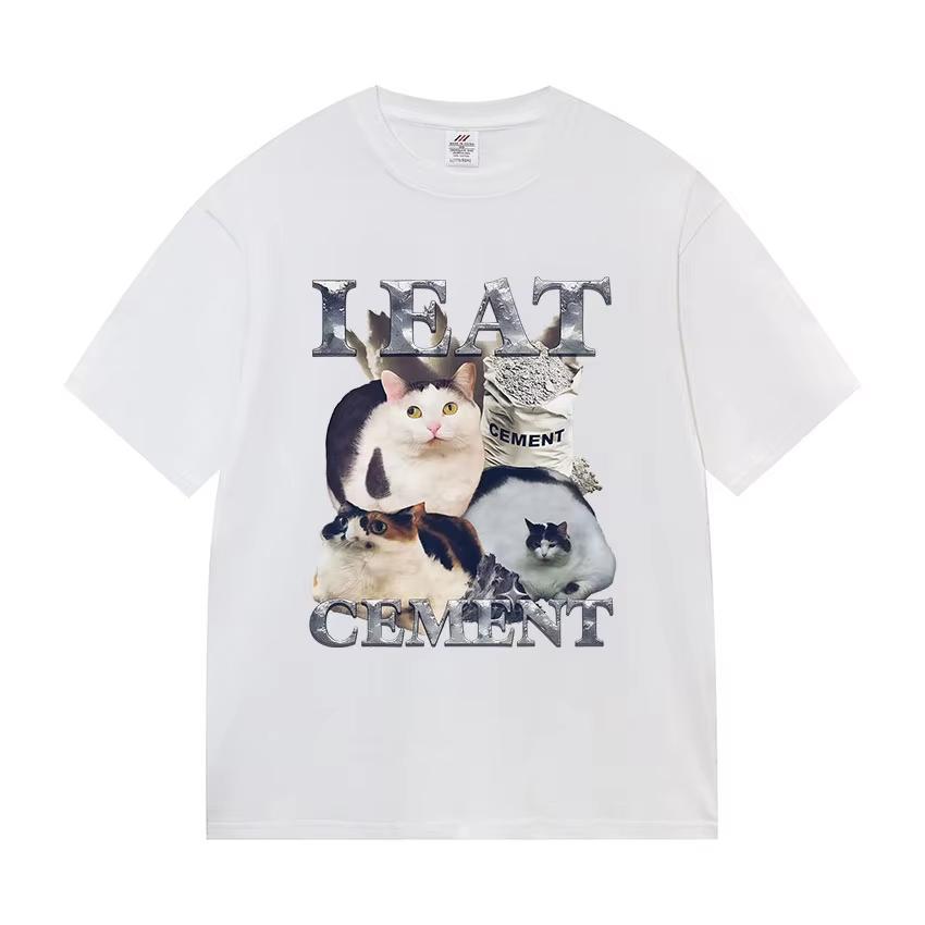 Funny Cat Graphic Print T Shirt Gang Cat Cool Hip Hop Short Sleeve Tshirts Mens Vintage High Quality Oversized Cotton Tees Top