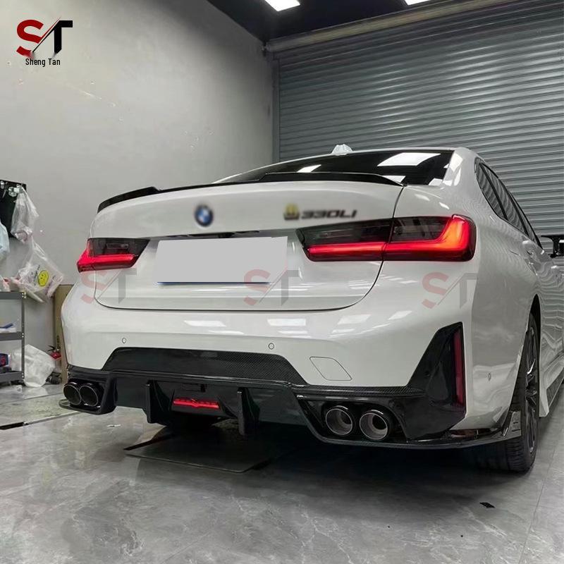 BMW 3 Series G20/G28 Carbon Fiber Rear Diffuser Corner Bumpers with Lights