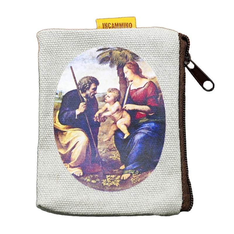 9x7cm Catholic Rosary Pouch,Coin Purse Rosary Holder Beads Bag with Zipper for Prayer Storage