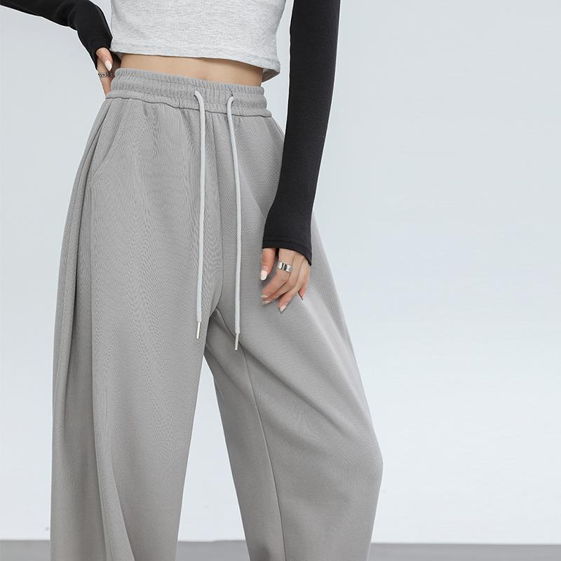 Women's Casual Loose Versatile Sports Pantalones Elastic Waist Drawstring Sweatpants Drapey Feel Straight Leg Pants