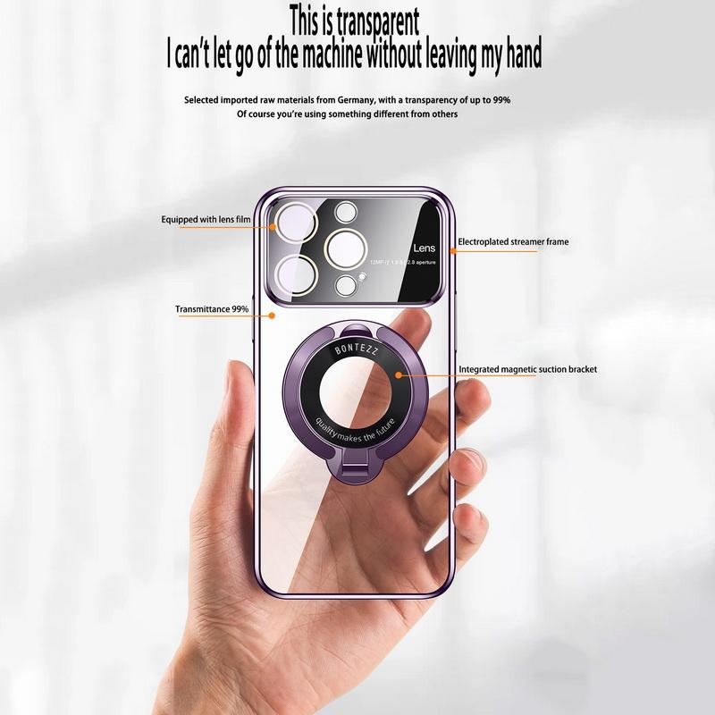 

Полный комплект, высокий прозрачный чехол для Iphone 15 14 Pro Max 13 12 11, защитное стекло для объектива, цветной магнитный держатель, крышка