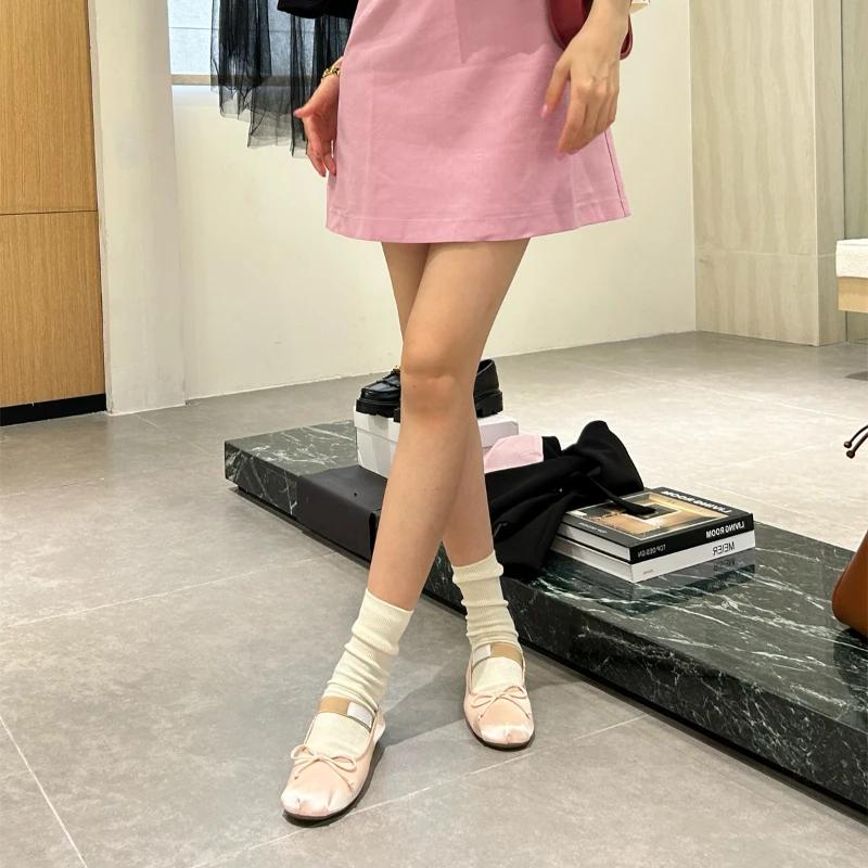 2025 Spring New Bow Ballet Flat Shoes Female Temperament Mary Jane Ballerina Shallow Mouth Single Shoes  Luxury Shoes
