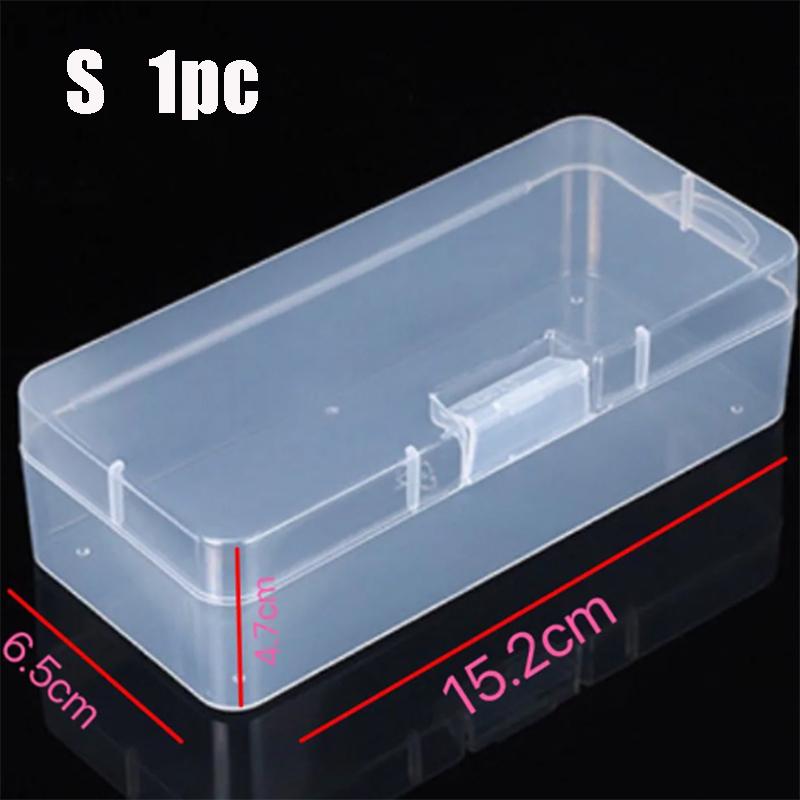 1PC Transparent Rectangular Storage Box S/M/L Plastic Buckle Empty Box Desktop Container Simple Home Dustproof Storage Box